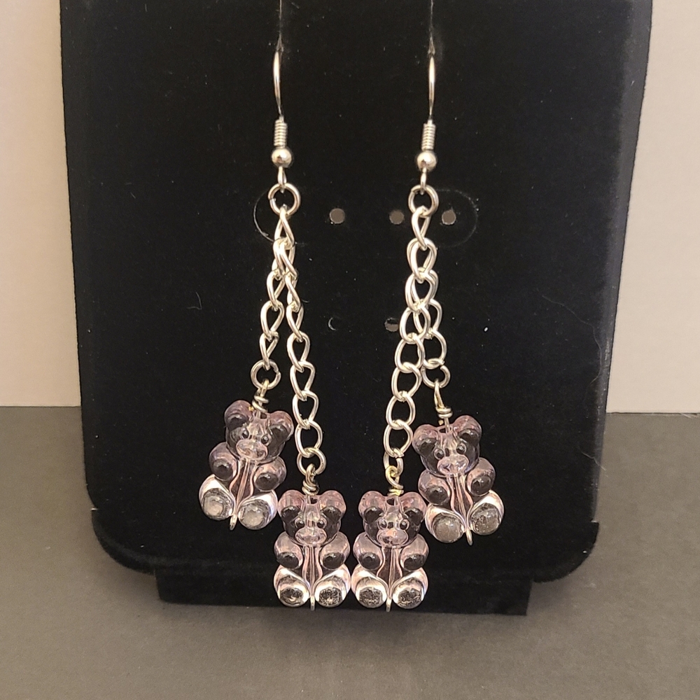 Light pink chaned gummy bear earings